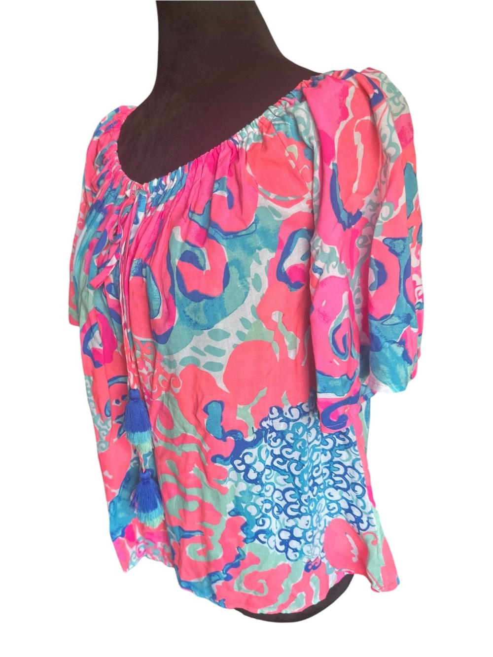Lilly Pulitzer Sain Off-Shoulder Top – Coral Reef “I’m So Jelly” Small – NWT - Picture 7 of 12